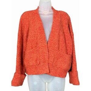 Pilcro Boucle Knit Open Cardigan One Size Orange Textured Cozy Quiet Luxury